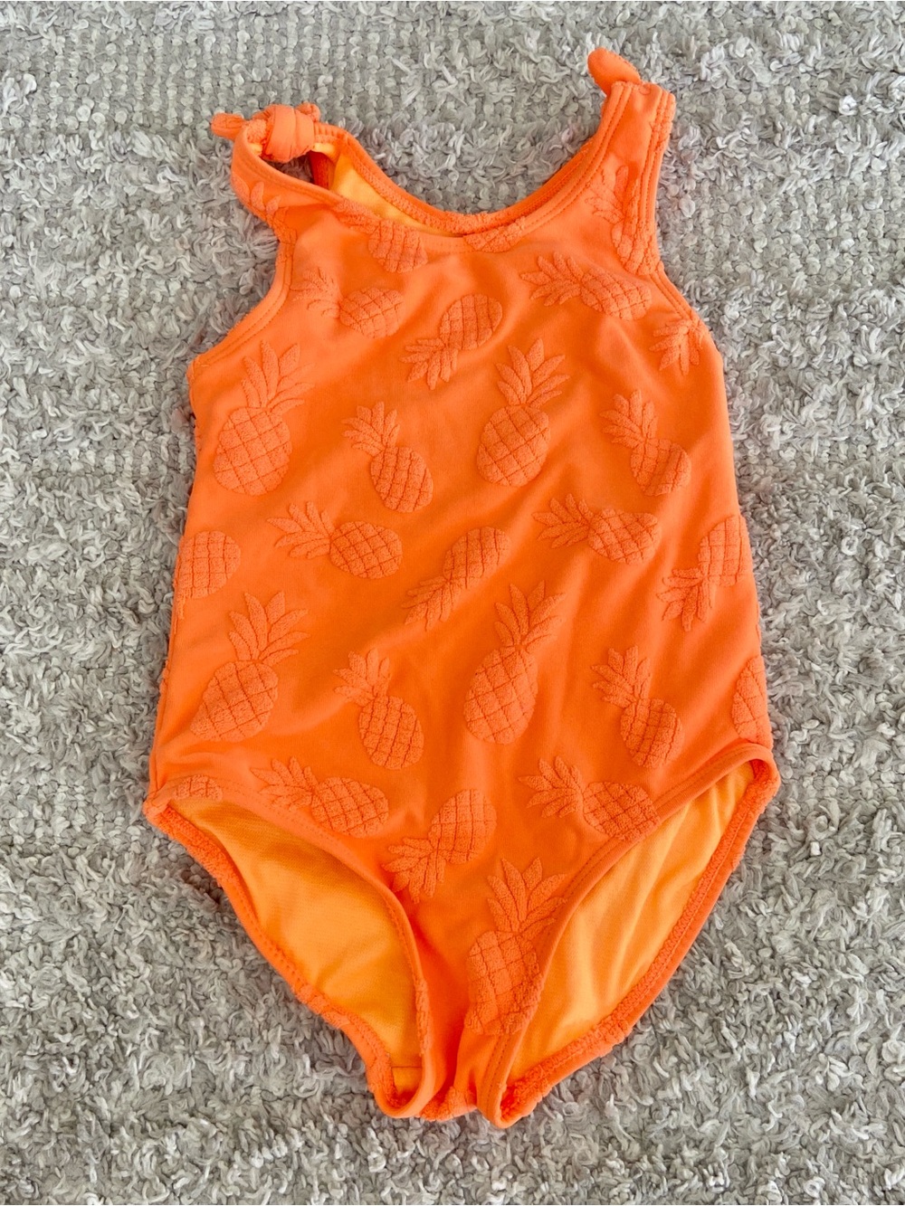 Bright Orange Pineapple One-Piece Girls Swimsuit
